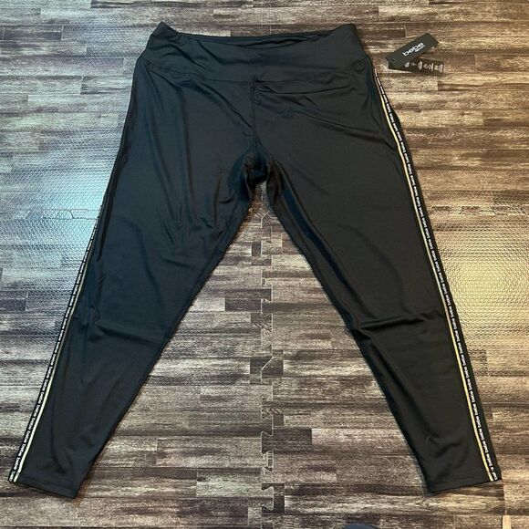 NWT BEBE SPORT Women's Black LUREX STRIPE LEGGINGs - Picture 4 of 6
